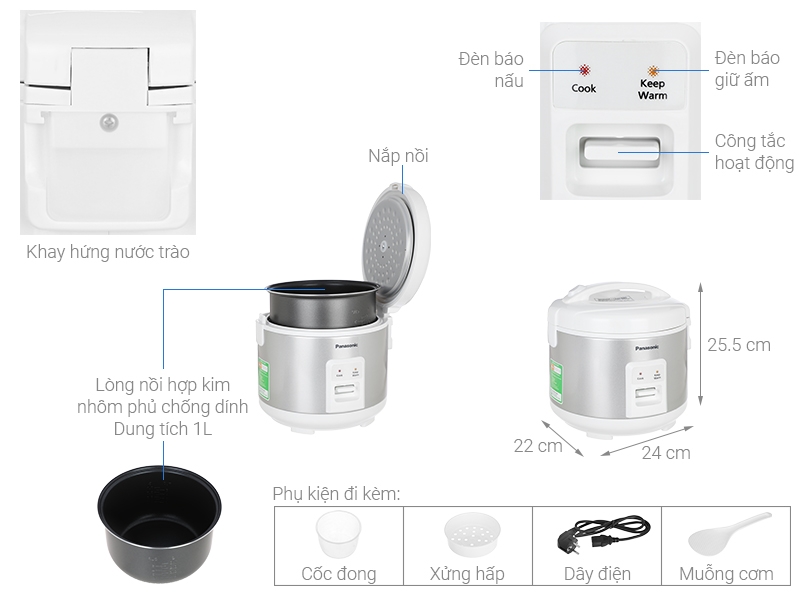 Nồi cơm nắp gài Panasonic 1 lít SR-MVN10LRAX