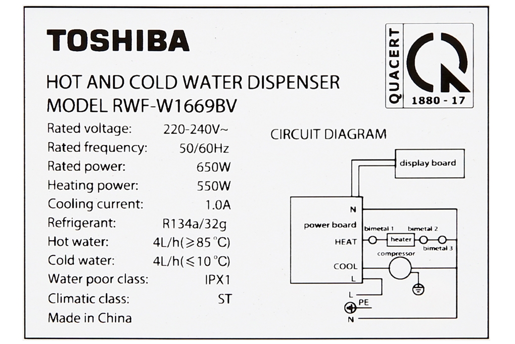 Máy nước nóng lạnh Toshiba RWF-W1669BV(K1)
