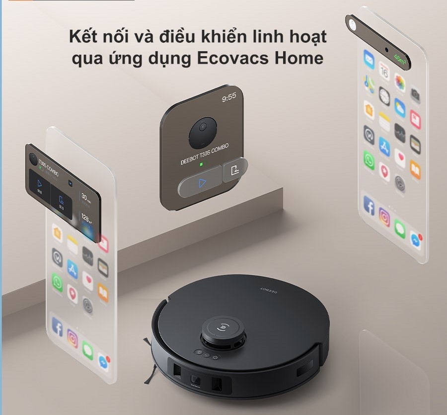Robot hút bụi lau nhà Ecovacs DEEBOT T30S Pro New 2025 (Trắng/ Đen)