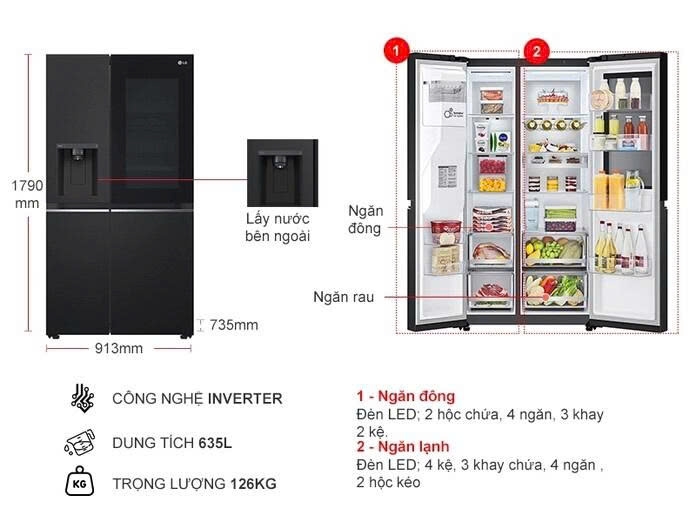 Tủ lạnh LG Inverter 635 lít GR-G257BL
