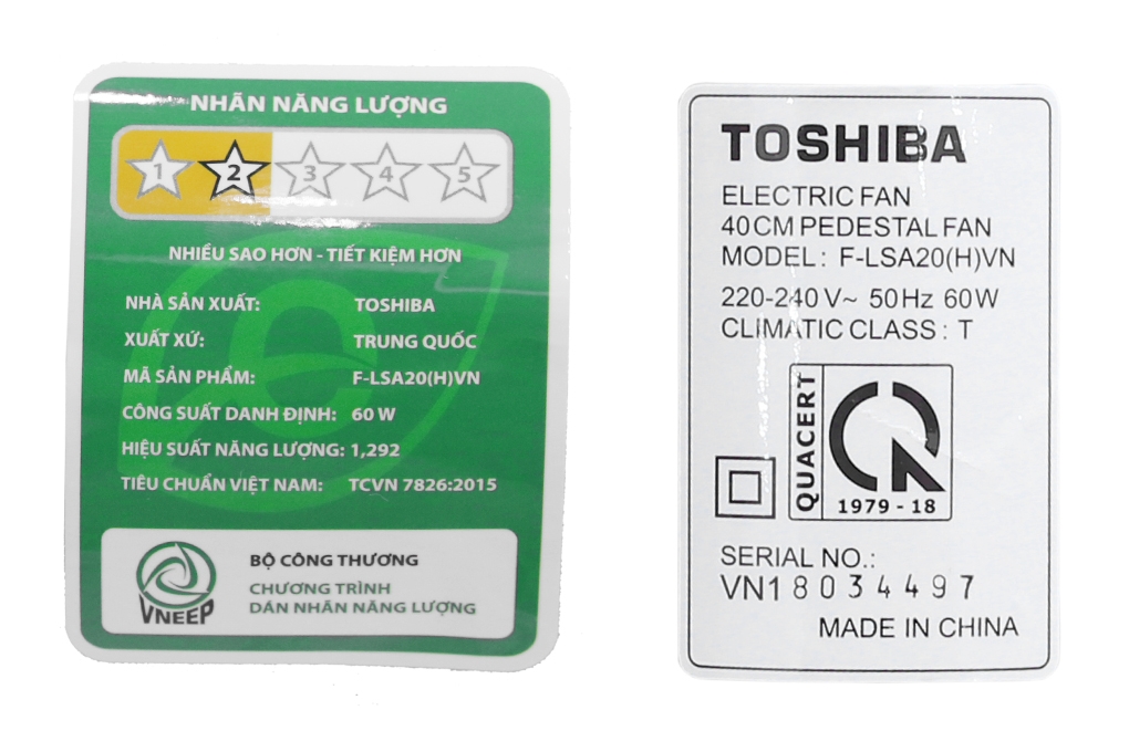 Quạt đứng Toshiba 5 cánh F-LSA20(H)VN (60W)
