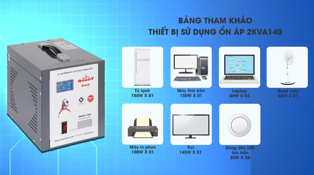 Ổn áp Robot 1 pha 2KVA 140 RENO