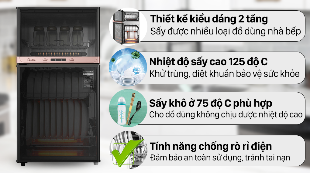 Tủ sấy chén Tiệt trùng Midea MXV-ZLP80XC65-R