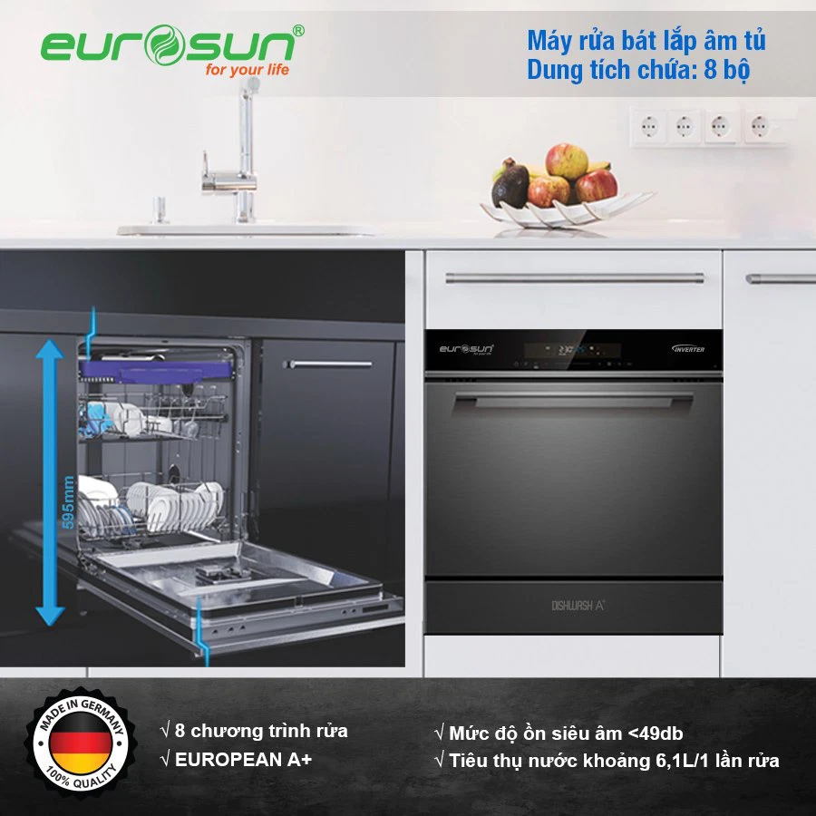 Máy rửa chén Eurosun SMS58EU09BT
