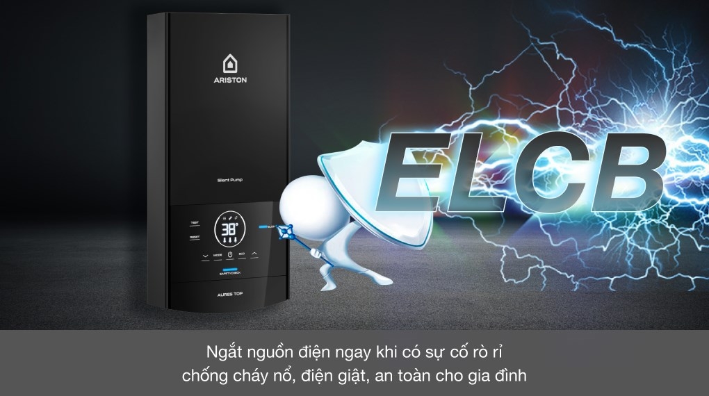 Máy tắm nước nóng trực tiếp Ariston 4500W AURES TOP 4.5P (Bơm trợ lực)