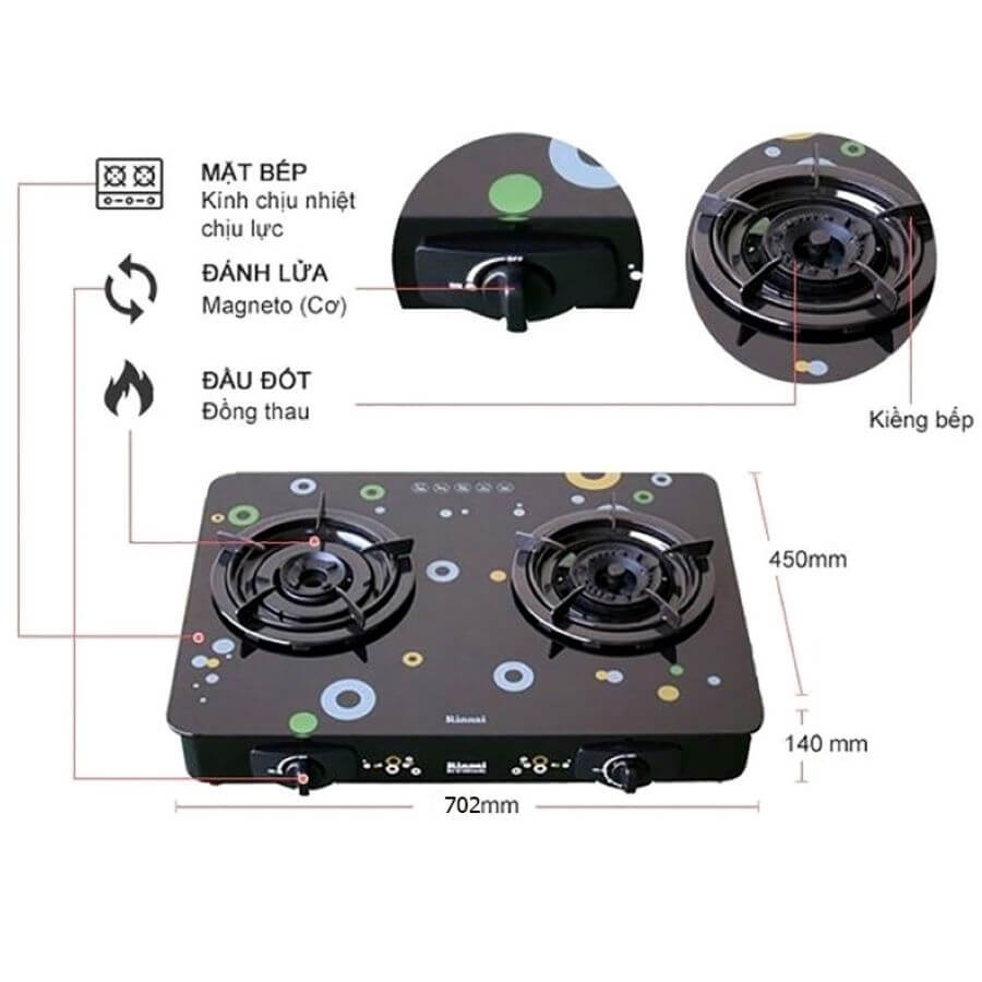 Bếp gas Rinnai RV-715Slim (GL-Bubble)