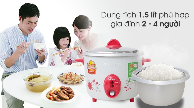 Nồi cơm nắp rời Sharp 1.5 lít KSH-D15V (Màu ngẫu nhiên)