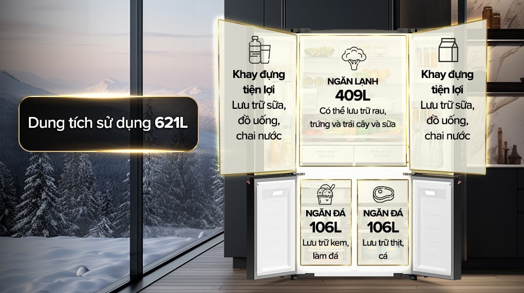 Tủ lạnh Panasonic Inverter 621 lít NR-XY680YMMV