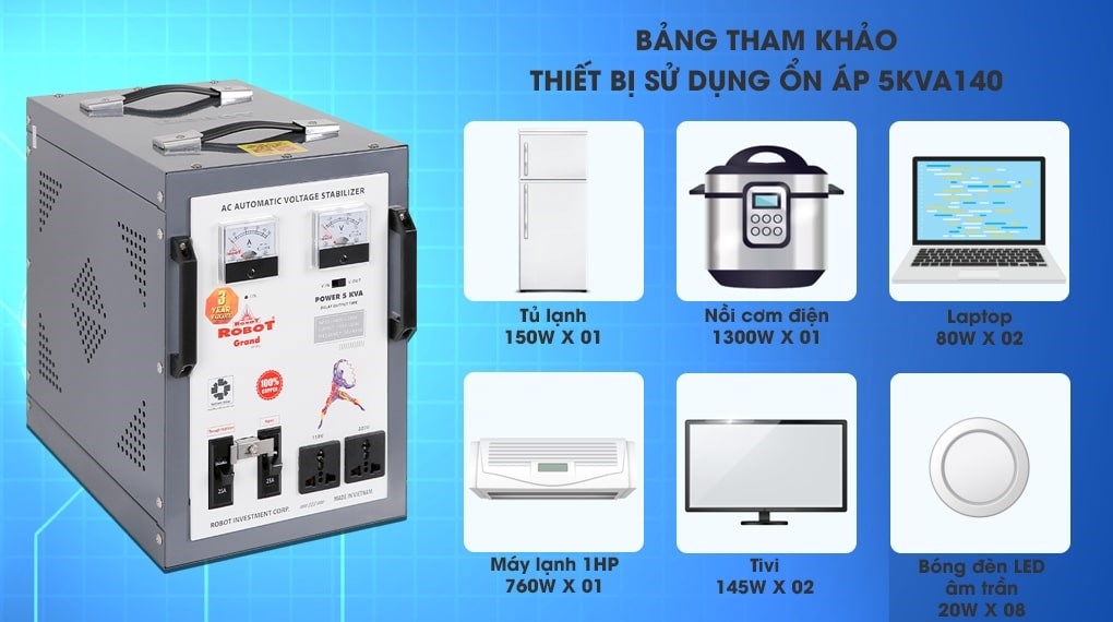 Ổn áp Robot 1 pha 5KVA 140 RENO