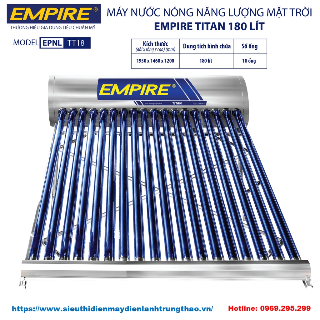 Máy lượng mặt trời Empire 180 Lít – Titan TT1818
