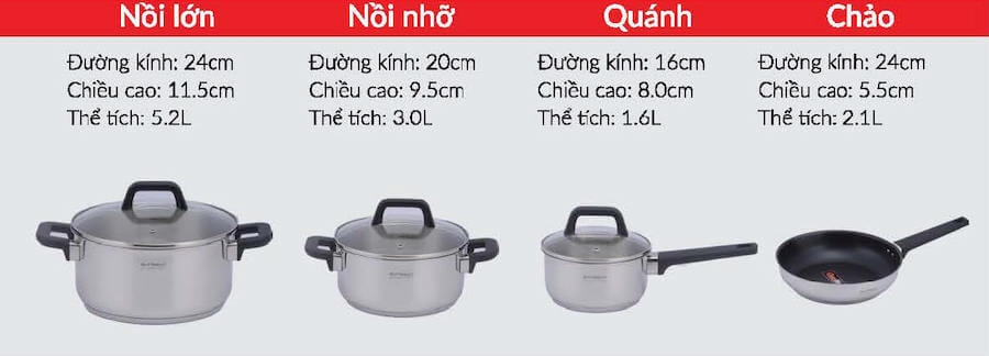 Bộ nồi inox 304 Eurosun MC1609-Eva