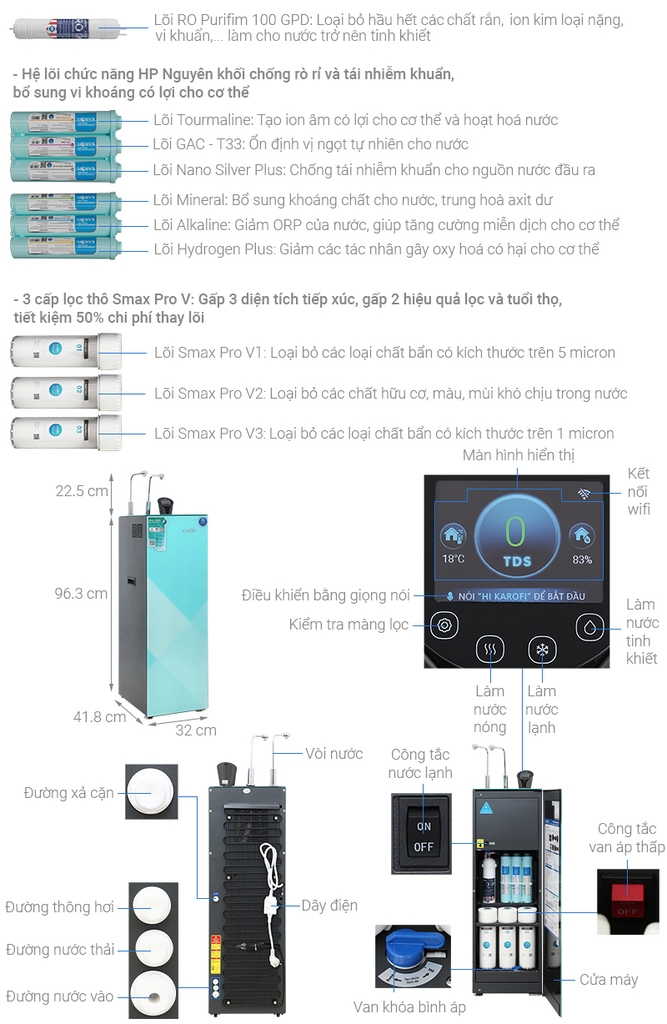 Máy lọc nước RO Karofi KAD-N91 (nóng - nguội - lạnh/ 10 lõi)