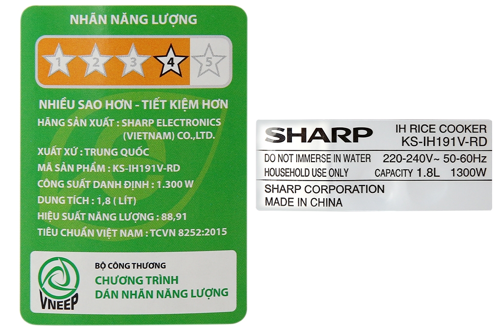 Nồi cơm cao tần Sharp KS-IH191V-RD (1.8 lít )