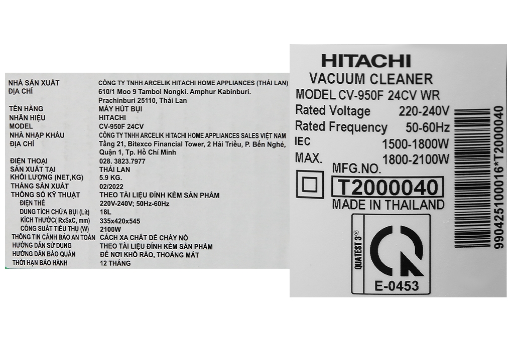 Máy hút bụi công nghiệp Hitachi CV-950F WR