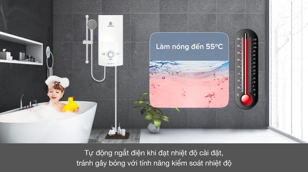 Máy tắm nước nóng trực tiếp Ariston 4500W AURES PREMIUM 4.5