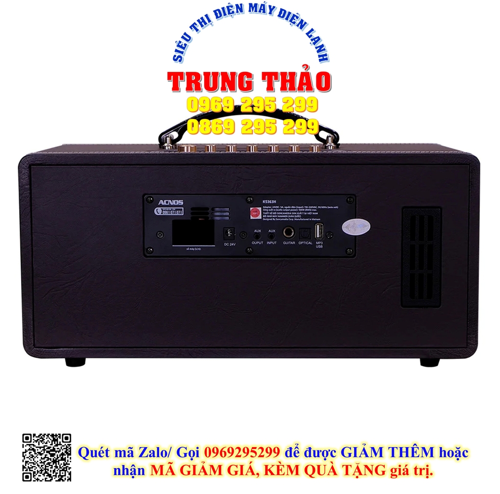Loa Xách Tay Acnos KS363H (Bass 14cm, 100W, Kèm 2 Micro, Pin 3-5h)