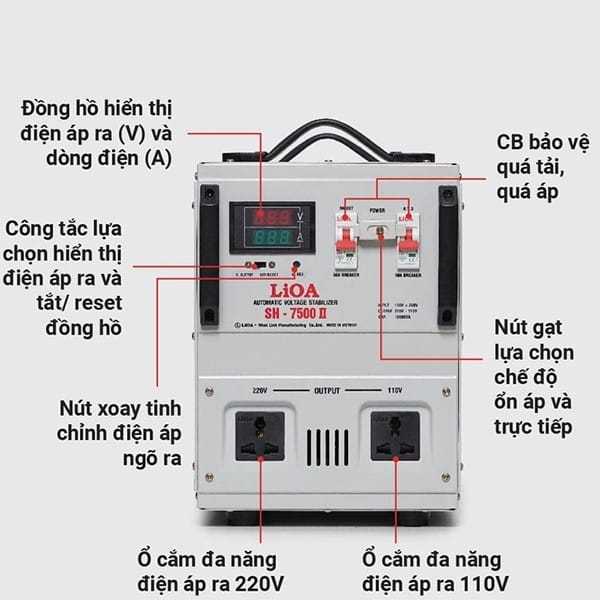 Ổn Áp LiOA 7.5KVA Dải 150V SH-7500II