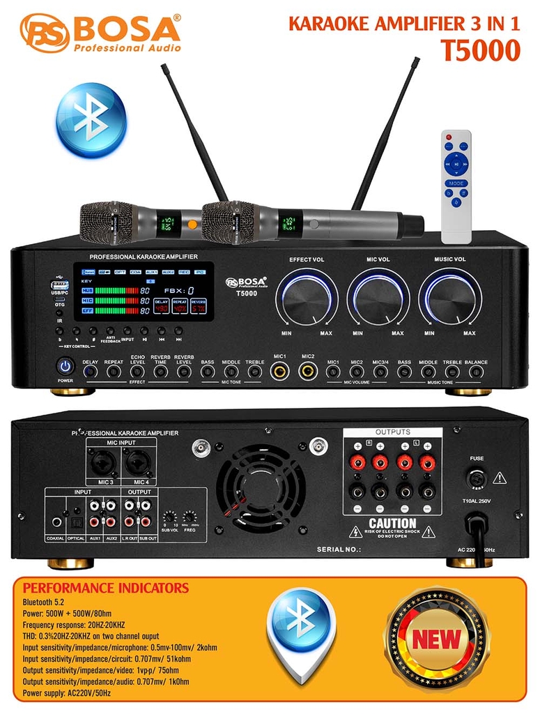 Amply 3 in 1 BOSA (Bluetooth) T5000