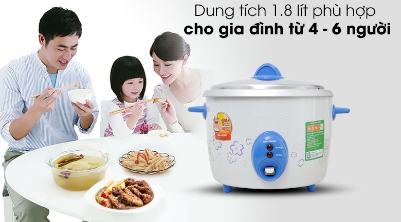 Nồi cơm nắp rời Sharp 1.8 lít KSH-D19V (Màu ngẫu nhiên)