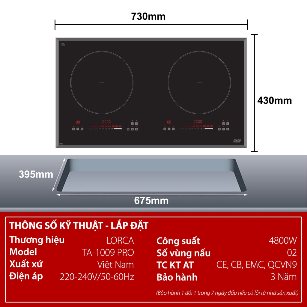BẾP TỪ ĐÔI LORCA TA 1009 PRO
