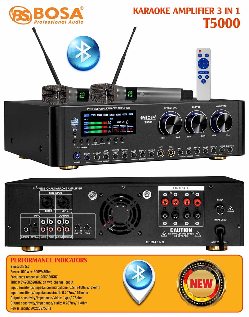 Amply 3 in 1 BOSA (Bluetooth) T5000