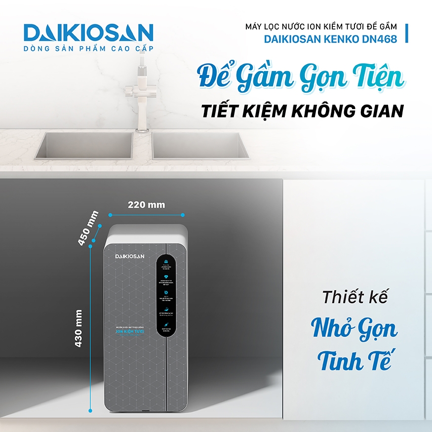 Máy lọc nước ion kiềm tươi để gầm Daikiosan DN468