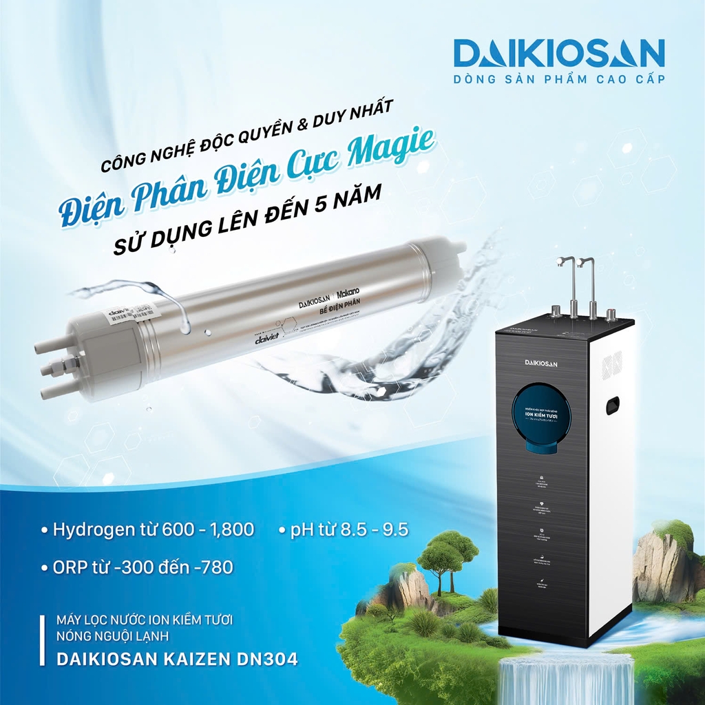Máy lọc nước ion kiềm tươi nóng nguội lạnh Daikiosan DN304