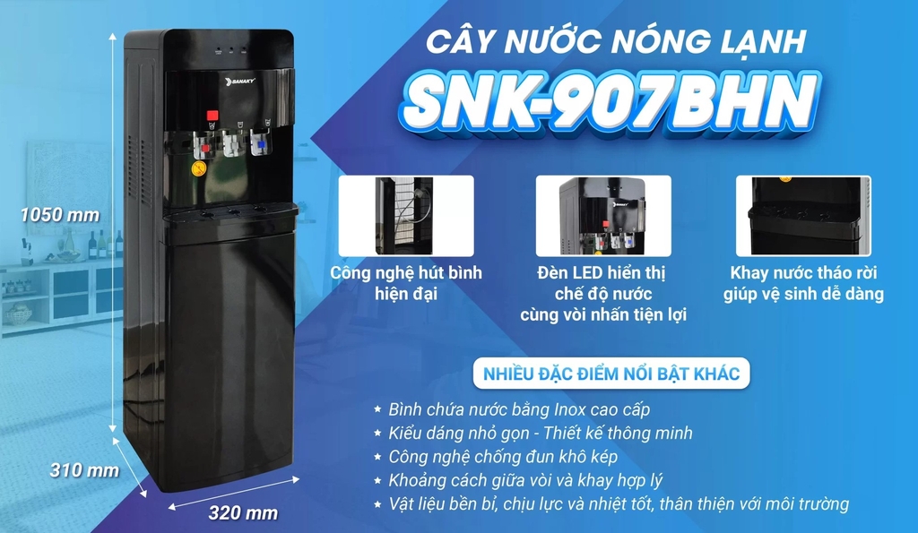 Cây nước nóng lạnh Sanaky SNK-907BHN (dấu bình)