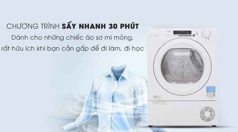 Máy sấy quần áo Candy 9Kg GVS C9DE-S (Sấy ngưng tụ)