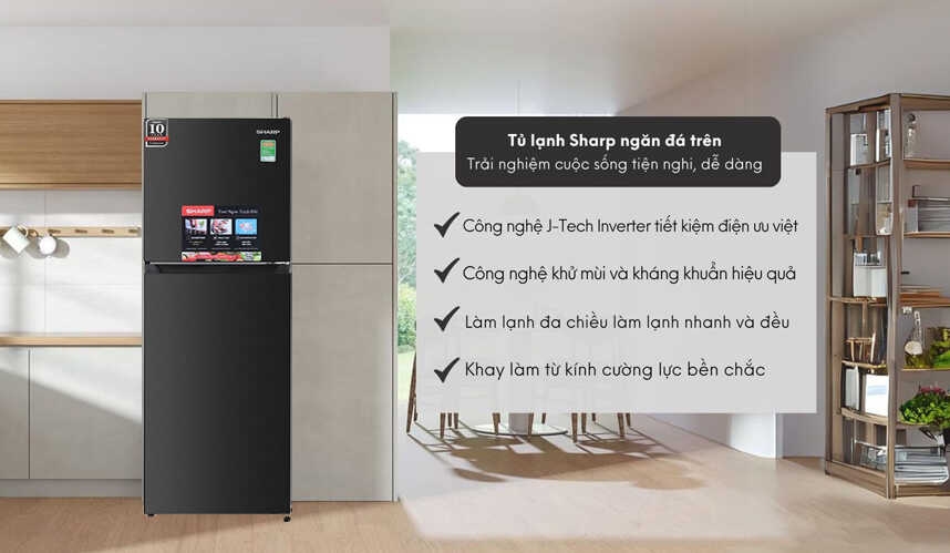 Tủ lạnh Sharp Inverter 247 lít SJ-X270V-DG Mới 2025