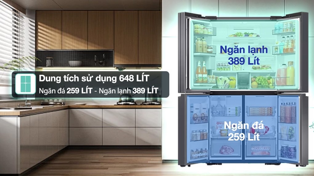 Tủ lạnh Samsung Inverter 648 lít Multi Door Bespoke RF59CB66F8S/SV