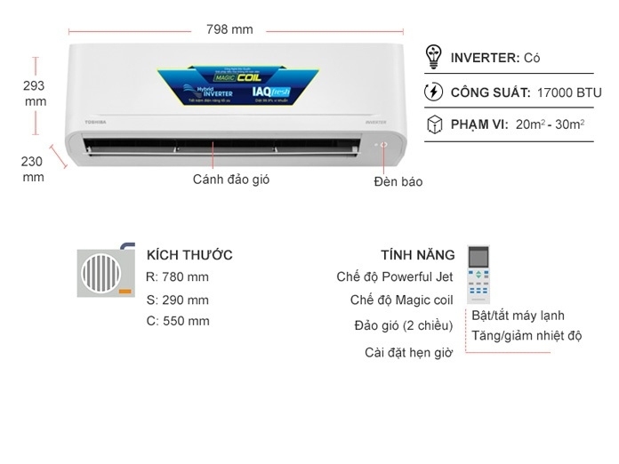 Máy lạnh treo tường Toshiba inverter 2Hp RAS-H18C4KCVG-V