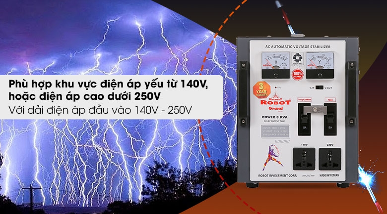Ổn áp Robot 1 pha 3KVA 140 RENO