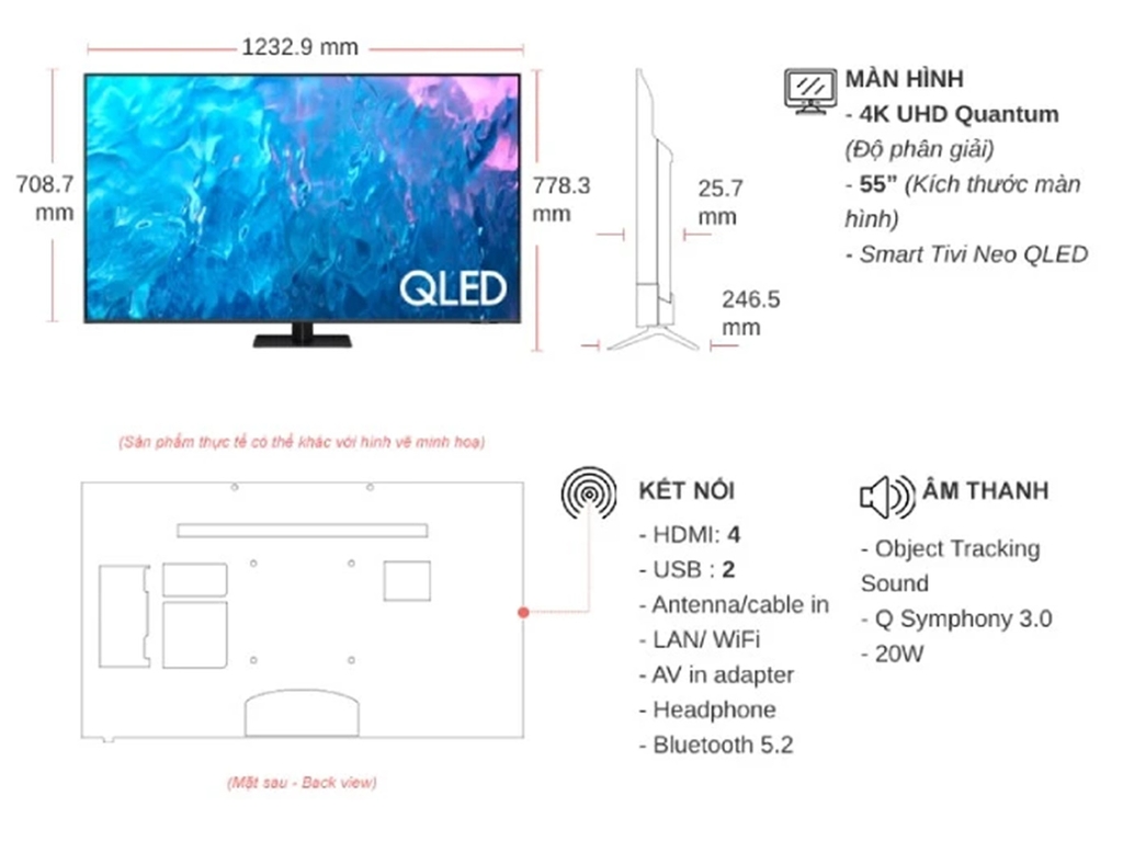 Smart Tivi QLED 4K 55 inch Samsung QA55Q70CAKXXV