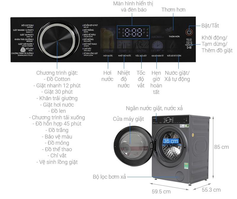 Máy giặt Toshiba 10.5 kg TW-T25BZU115MWV(MG)
