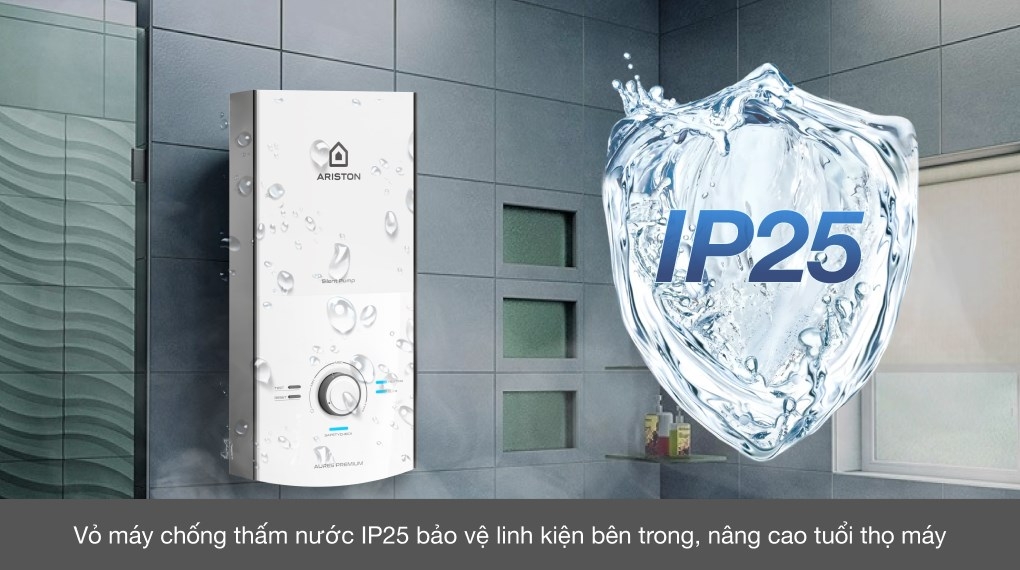 Máy tắm nước nóng trực tiếp Ariston 4500W AURES PREMIUM 4.5P PEARL