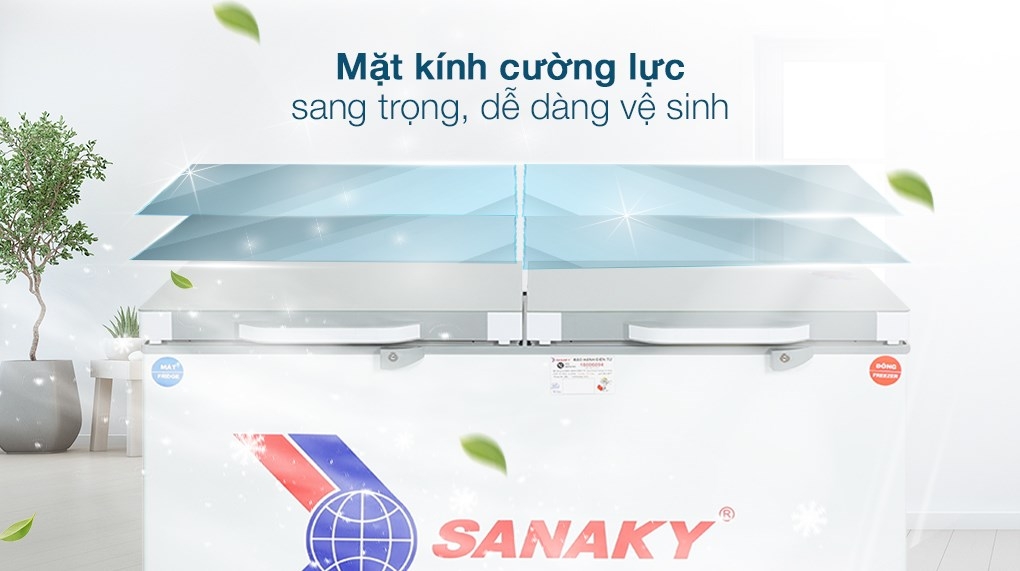 Tủ Đông Sanaky mặt kính cường lực  Inverter 260 LÍT VH-3699W4K