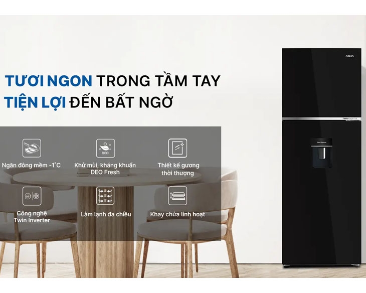Tủ lạnh Aqua Inverter 360 Lít AQR-T410FA(WGB)