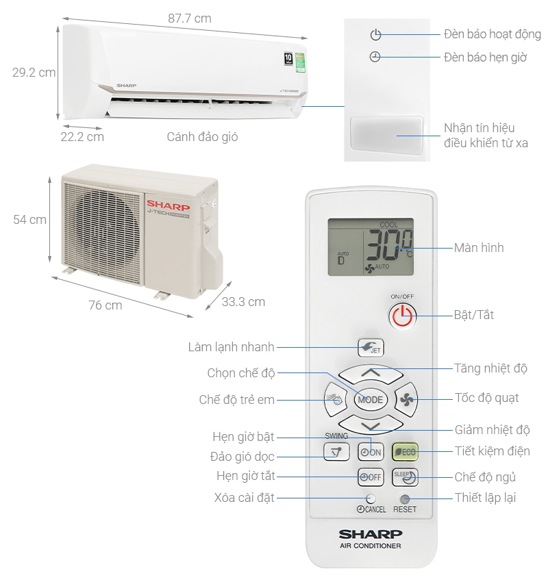 Máy lạnh Sharp Inverter 2 HP AH-X18CEWC