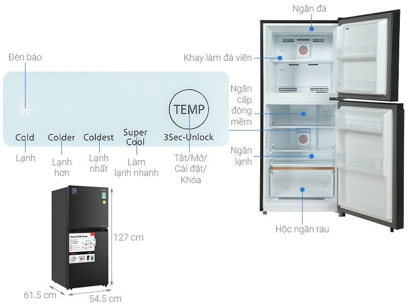 Tủ lạnh Toshiba Inverter 182 Lít GR-RT236WE-PMV(68)