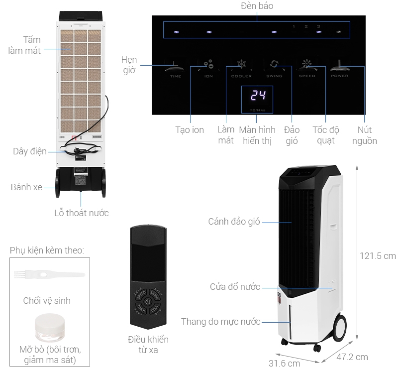 Quạt hơi nước Boss S106 160W
