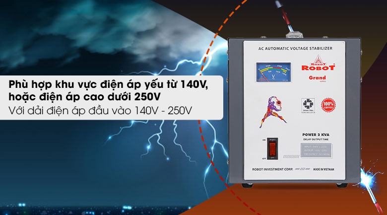 Ổn áp Robot 1 pha 2KVA 140 RENO