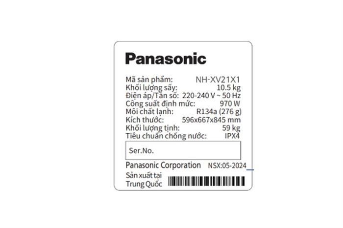 Máy sấy bơm nhiệt Panasonic 10.5 kg NH-XV21X1AVT