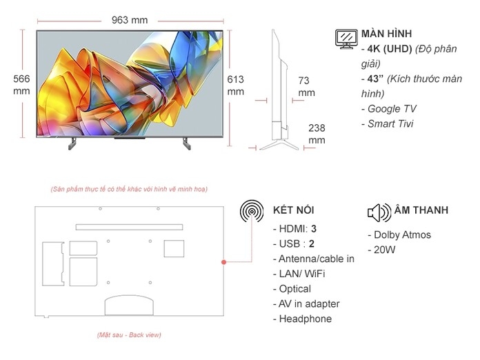 Google Tivi ULED Hisense 4K 43 inch 43U6K