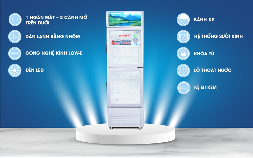 TỦ MÁT SANAKY 2 CÁNH LOW-E 170L VH218WL