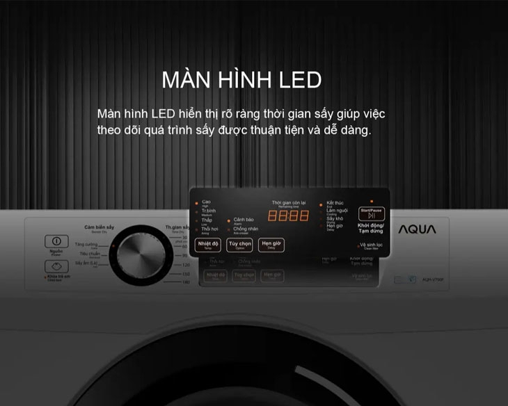 Máy sấy quần áo Aqua 9 kg AQH-V901K(PS) (Sấy thông hơi)