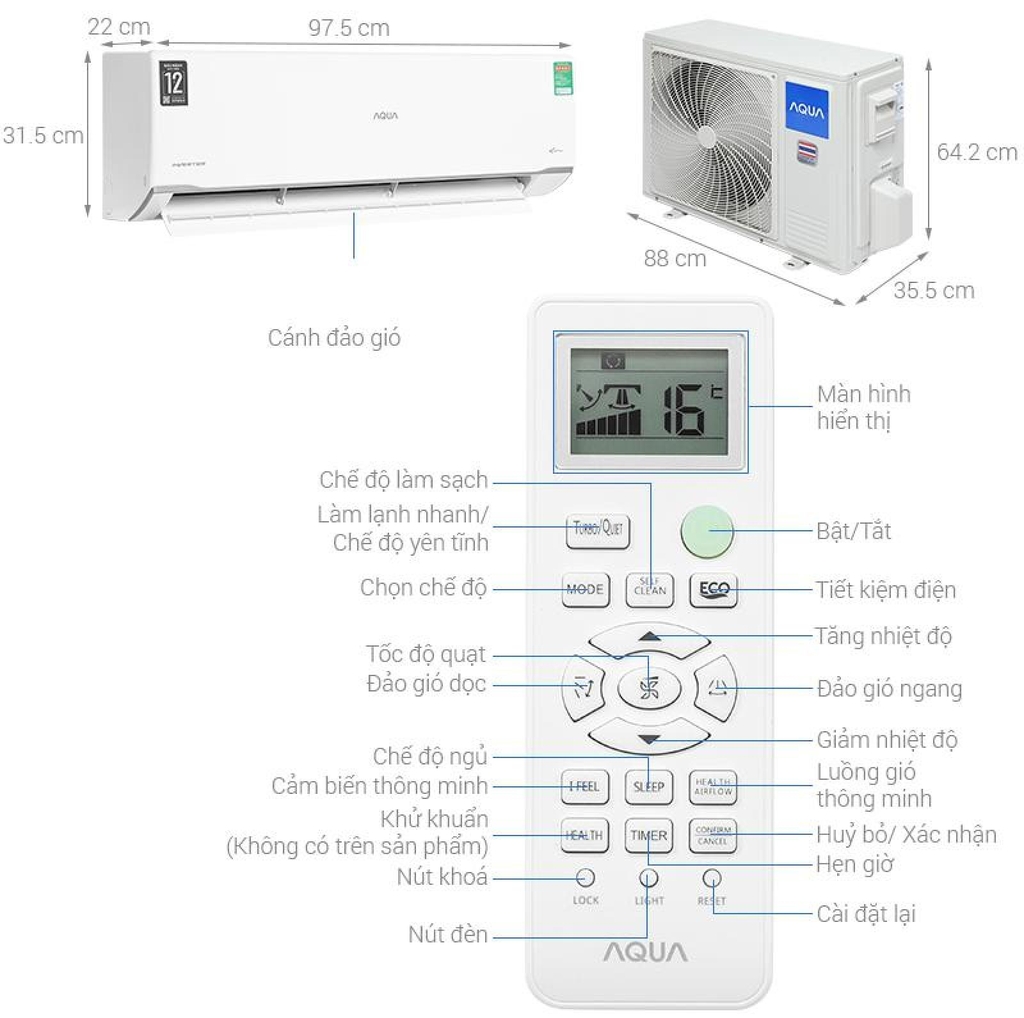 Máy lạnh Aqua Inverter 2.5 HP AQA-RV24TA Mới 2025