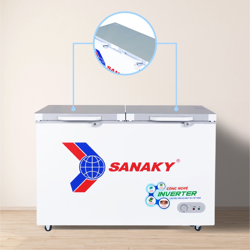 Tủ Đông mặt kính cường lực Sanaky Inverter 305 lít VH-4099A4K