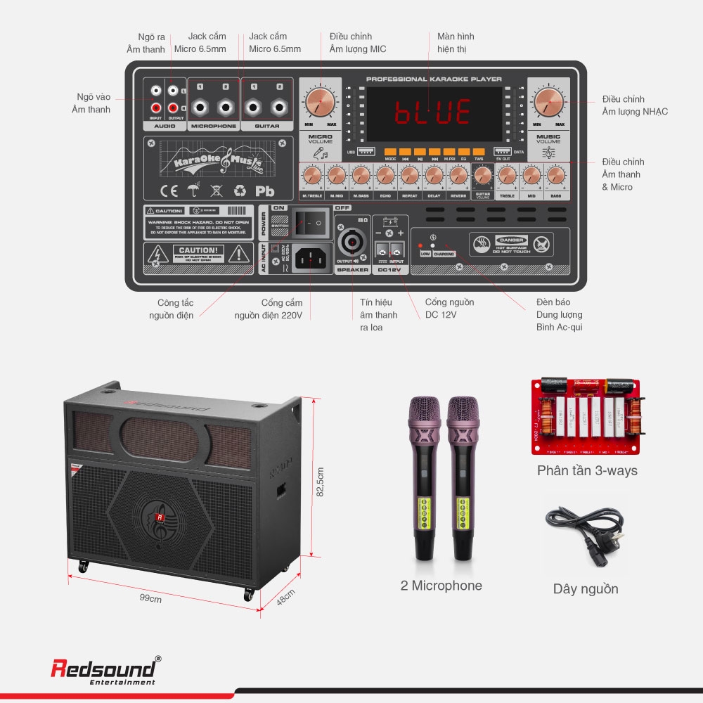 Loa gập di động (Bình AC QUI) Redsound Bass đôi 4 tấc gập R2411