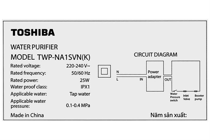 Máy lọc nước RO Hydrogen Toshiba 10 lõi TWP-NA1SVN(K)